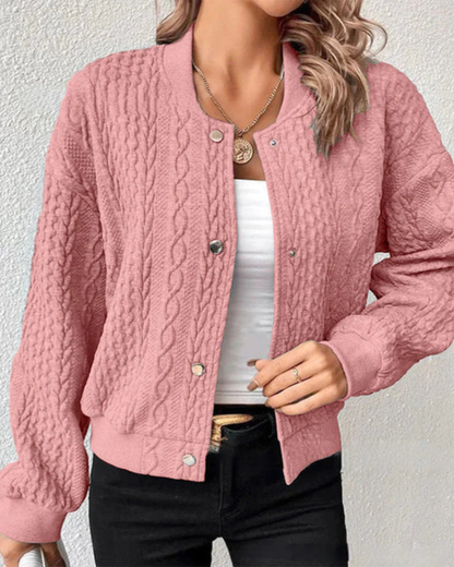 Zopfstrick Strickjacke Damen — Kurz mit Druckknöpfen 3